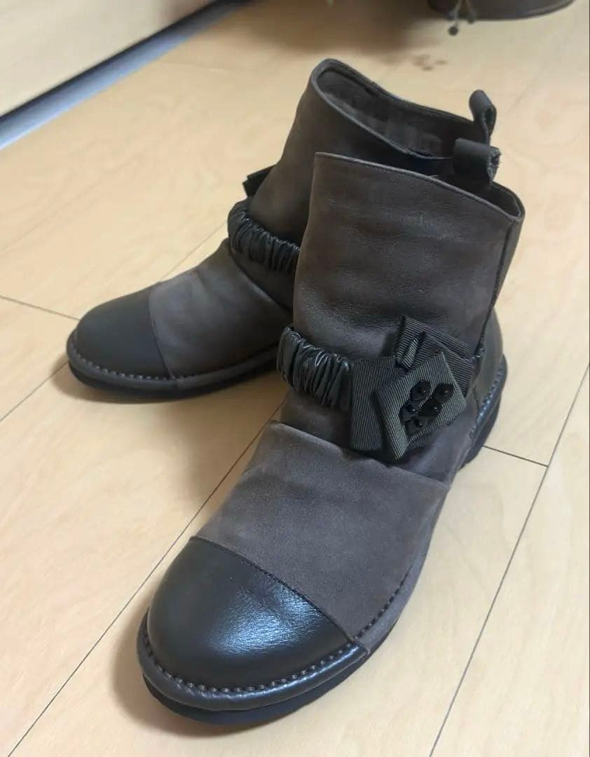 センソユニコ 慈雨 ブラウン スエード レザー ショートブーツ