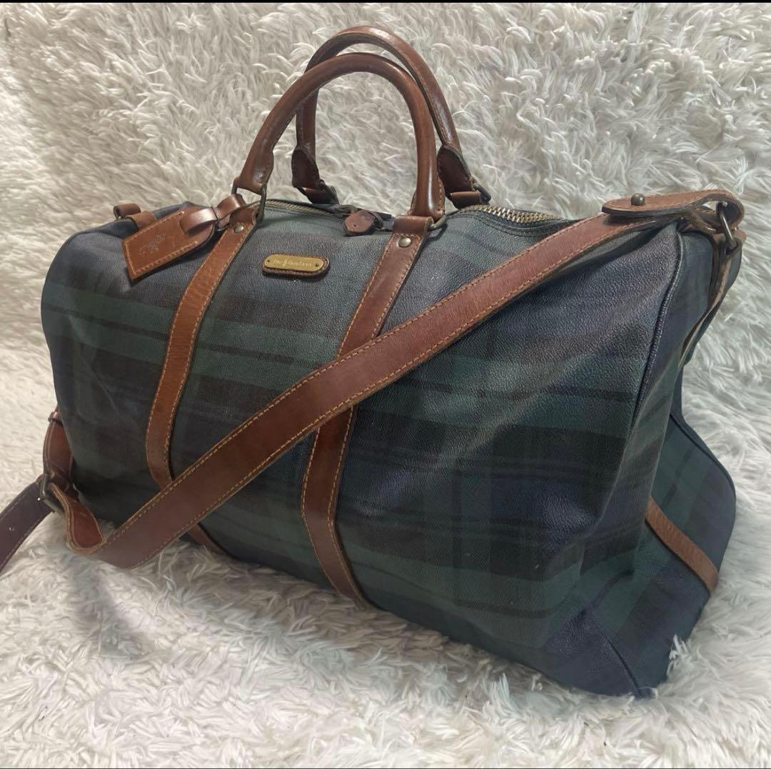 ラルフローレン　ボストンバッグ　ブラックウォッチ　2way レザーチャーム　金具