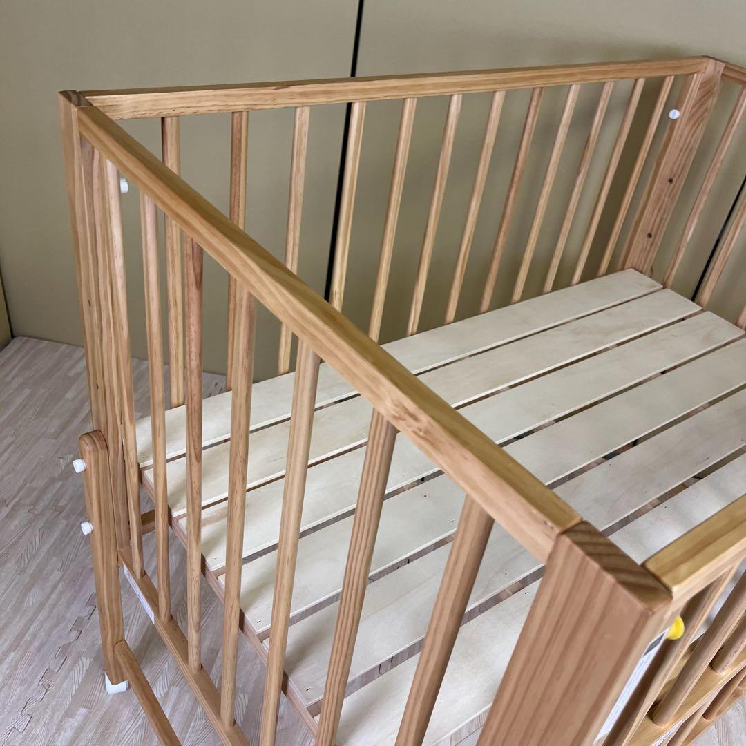 除菌清掃済　☆美品☆　大和屋　キホン　ベビーベッド　ナチュラル　上下すのこ