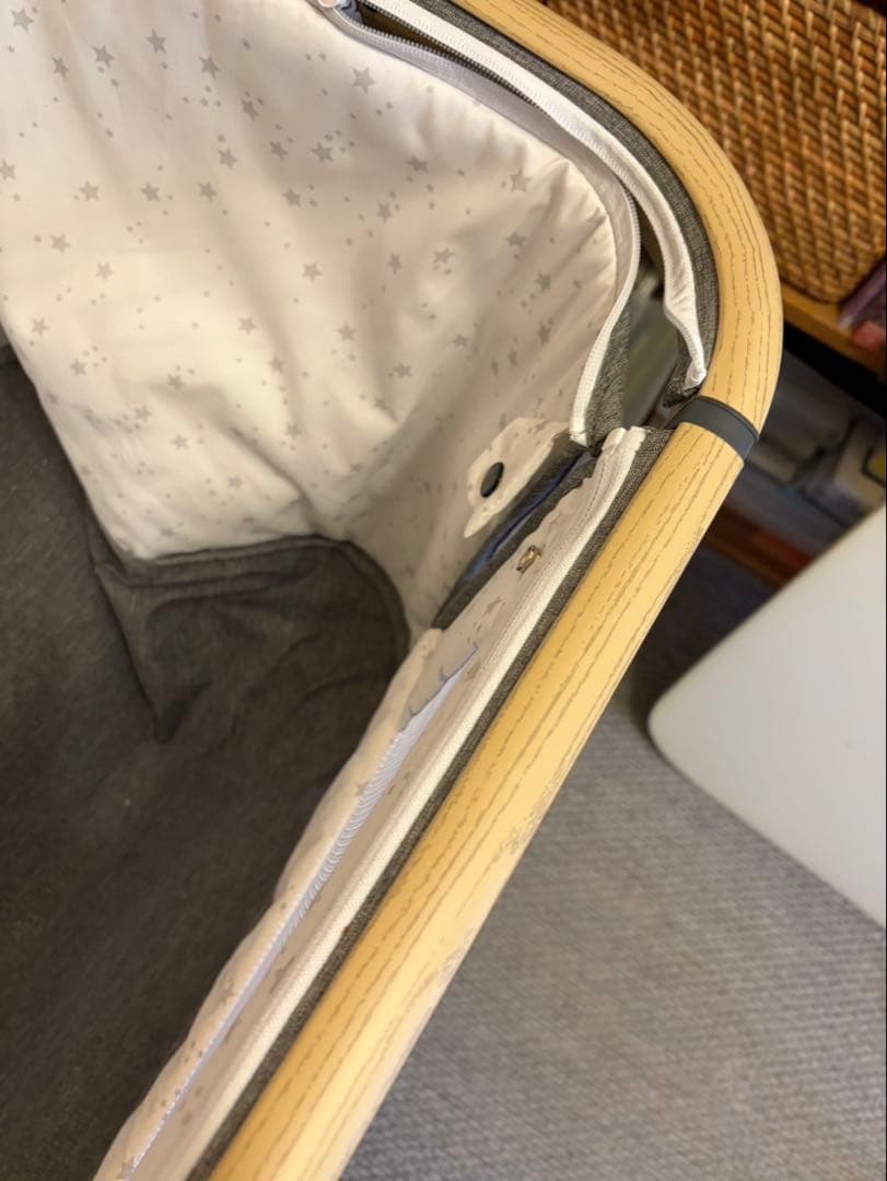 HZDMJ ベビーベッド　折りたたみ式　添い寝 グレー