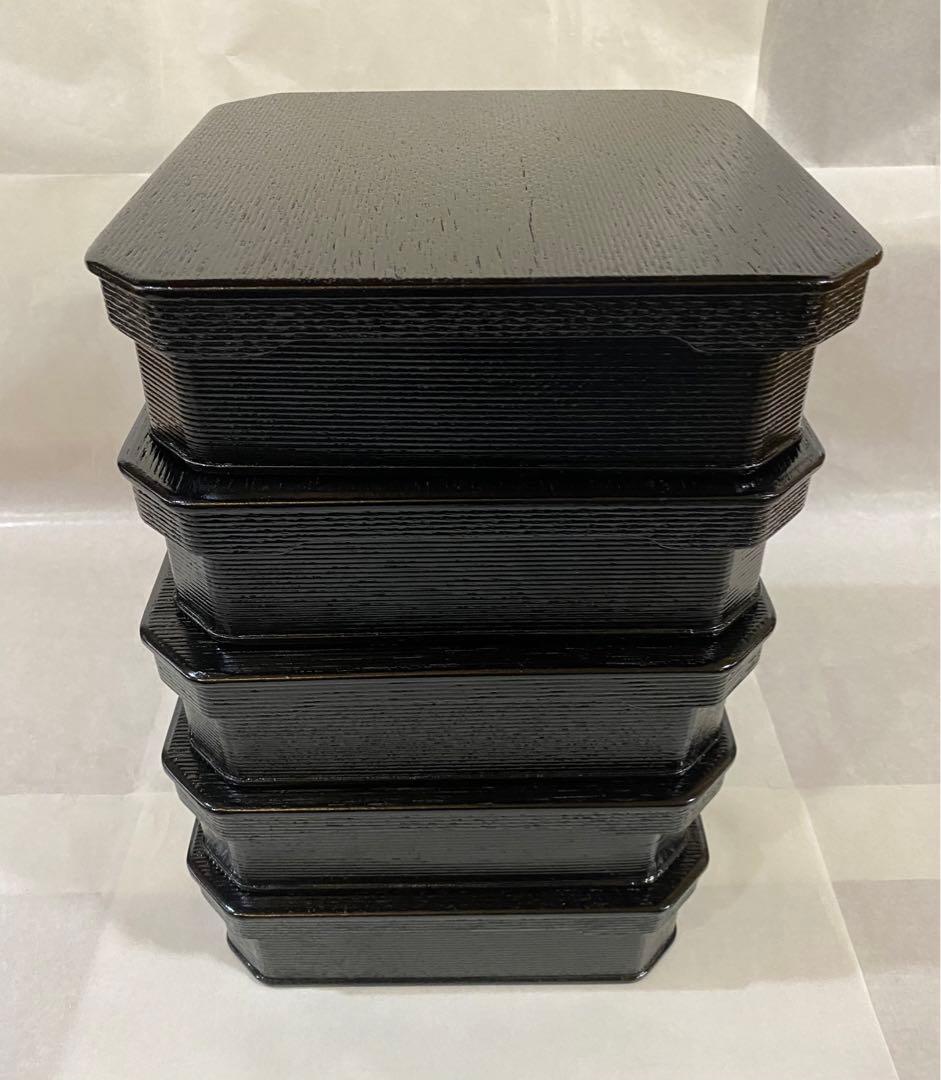 茶道具　大徳寺重　木製本漆　5個