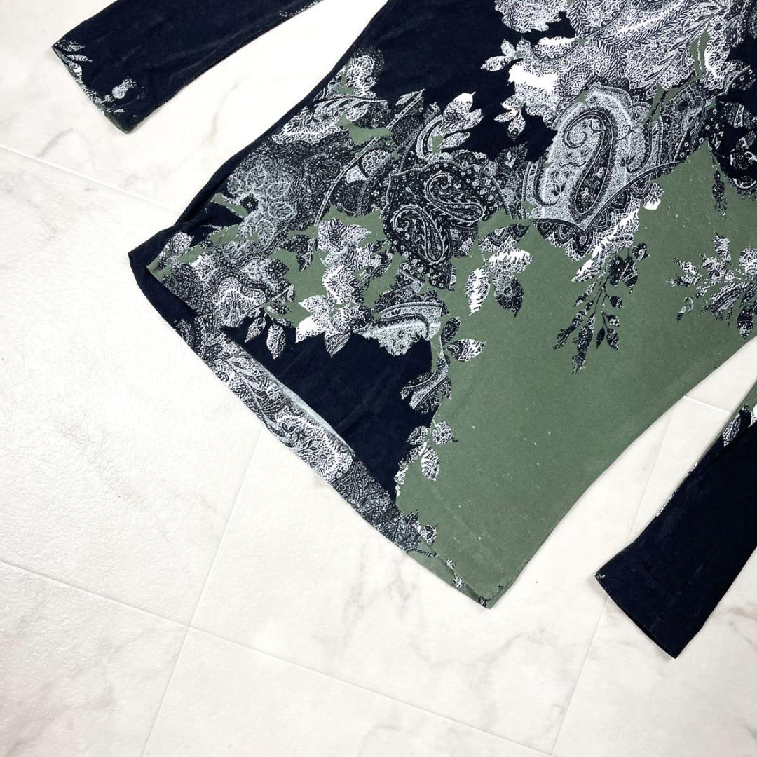 ETRO ペイズリー柄Vネックカットソー カーキ サイズ42*HD1281