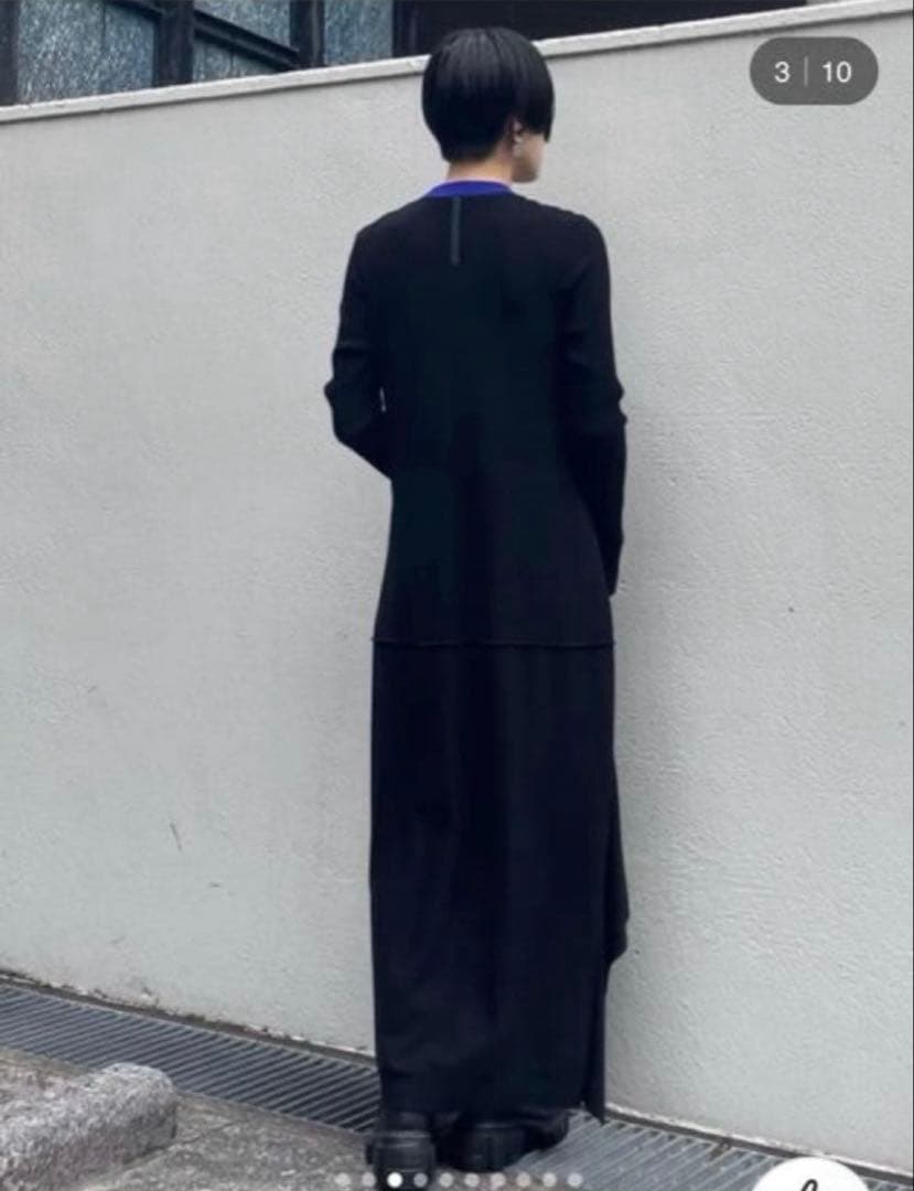 美品★ レイヤードミックスデザインニットワンピース