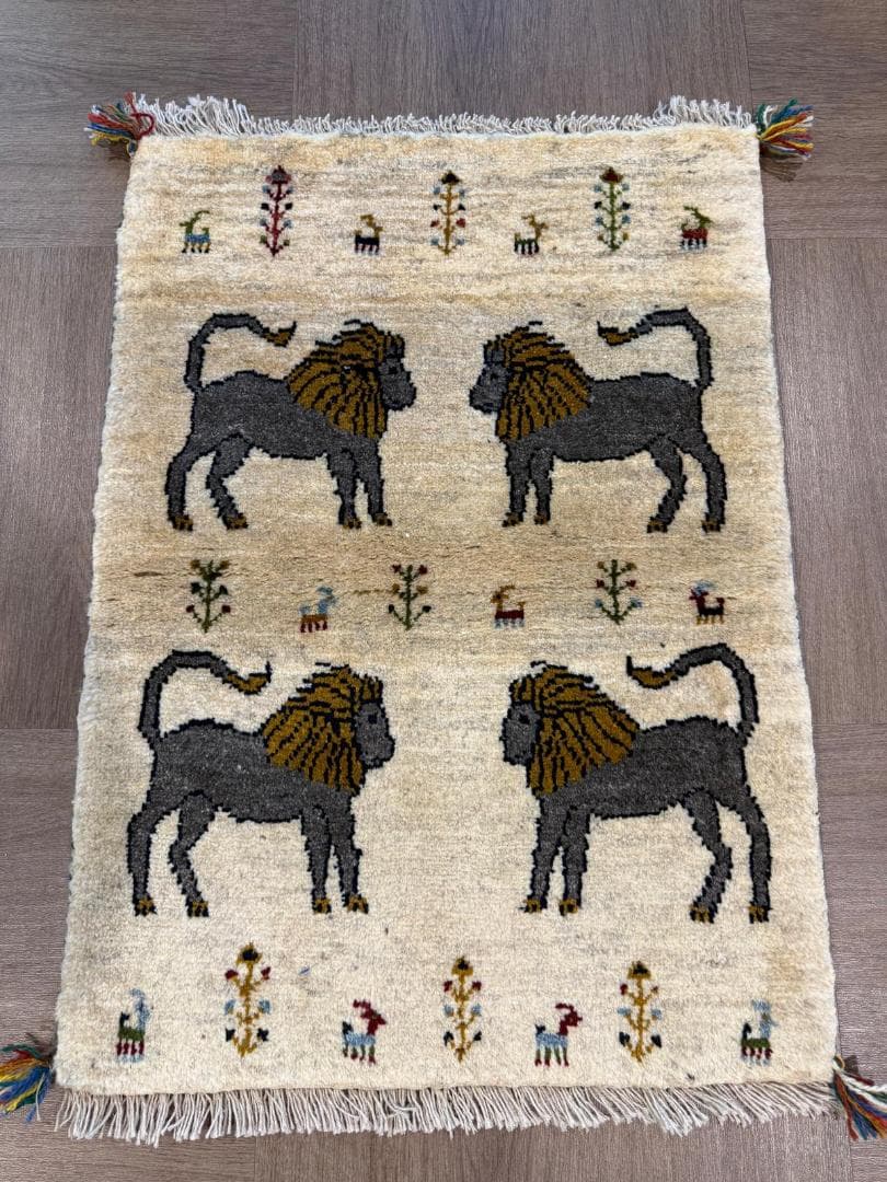 ギャッベ 67x92cm ペルシャ絨毯 手織り ギャベ 玄関マットラグ 絨毯