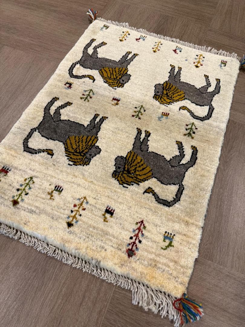 ギャッベ 67x92cm ペルシャ絨毯 手織り ギャベ 玄関マットラグ 絨毯