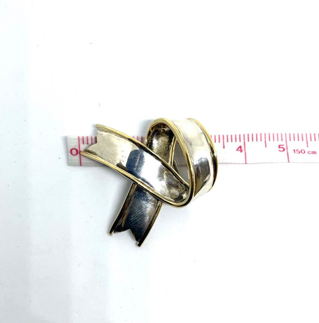 ティファニー　リボンブローチ　SV925 K18 750YG シルバー　ゴールド