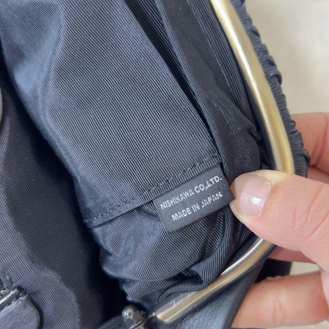 シビラ Sybilla ハンドバッグ がま口 レザー 黒 本革 日本製 美品