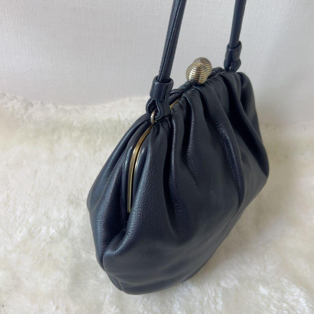 シビラ Sybilla ハンドバッグ がま口 レザー 黒 本革 日本製 美品