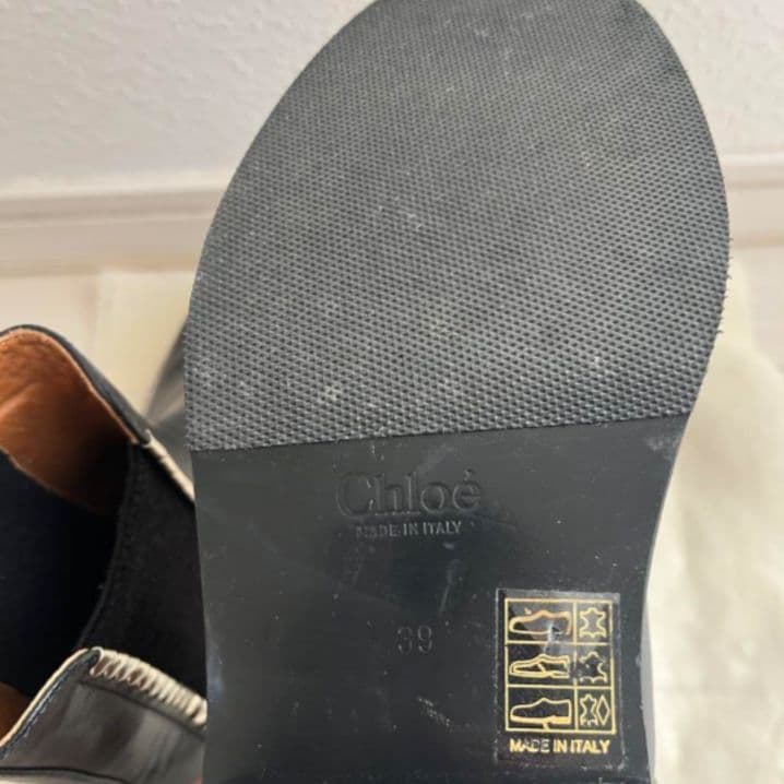 クロエ サイドゴアブーツ ショートブーツ レザー ブラック