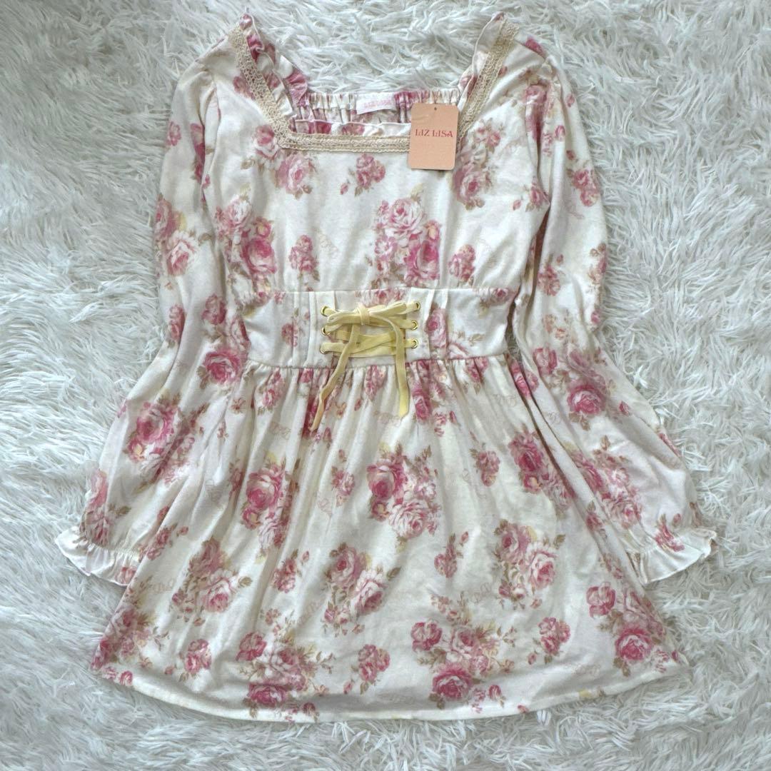 LIZ LISA ベロア リボン 平成 y2k 花柄ワンピース 未使用 姫ギャル