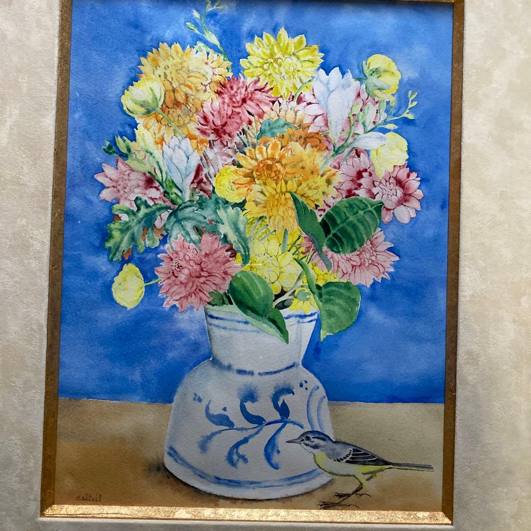 マイテ　デルテイユ￼「スペインの花瓶」有名フランス人画家額56×47絵37×28