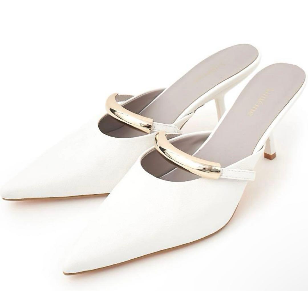 極美品❣️1度使用　aimeine エメイン　ゴールドモチーフポインテッドミュール