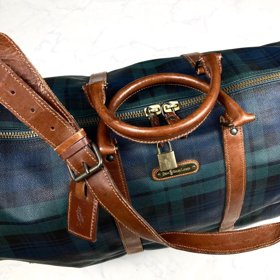 ポロラルフローレン ボストンバッグ 2way ブラックウォッチ PVC y2k