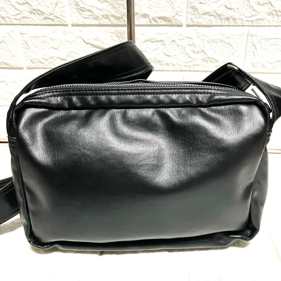 美品 PORTER ポーター ブラック レザー ショルダーバッグ 2層