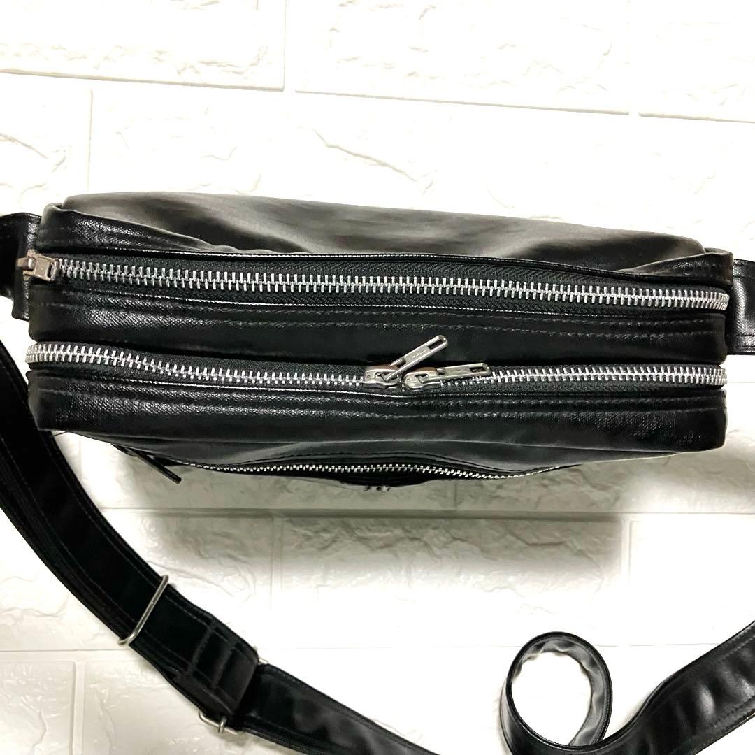 美品 PORTER ポーター ブラック レザー ショルダーバッグ 2層