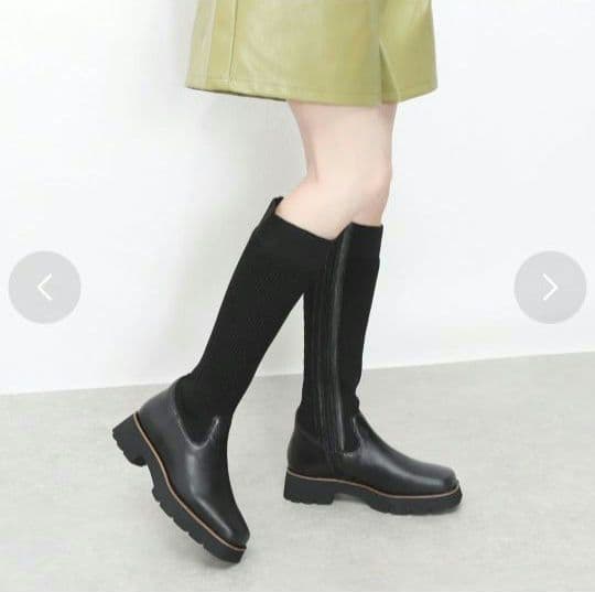 あしながおじさん伸縮性があって履きやすい厚底ソックスロングブーツ 23.5