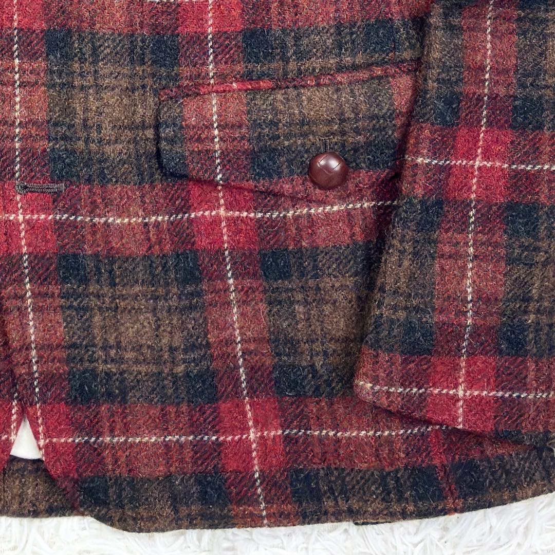 美品　ビームス　MOON　ツイード　アンコンジャケット　胡桃ボタン　L　チェック