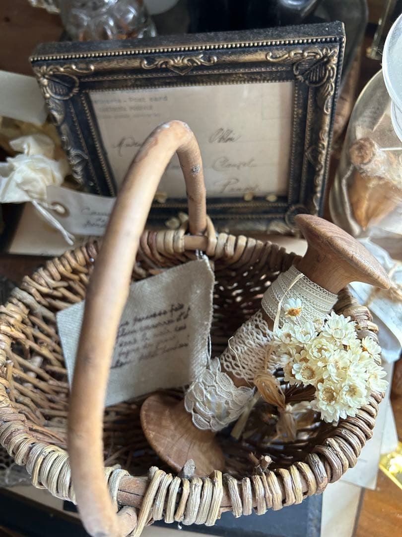 アンティーク ベルギーレース 3種 糸巻き 小さなブーケ パニエセット