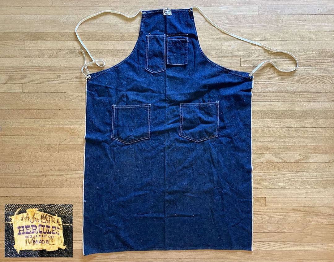 50s ヴィンテージ　HERCULES デニムショップエプロン　セルビッジ付き