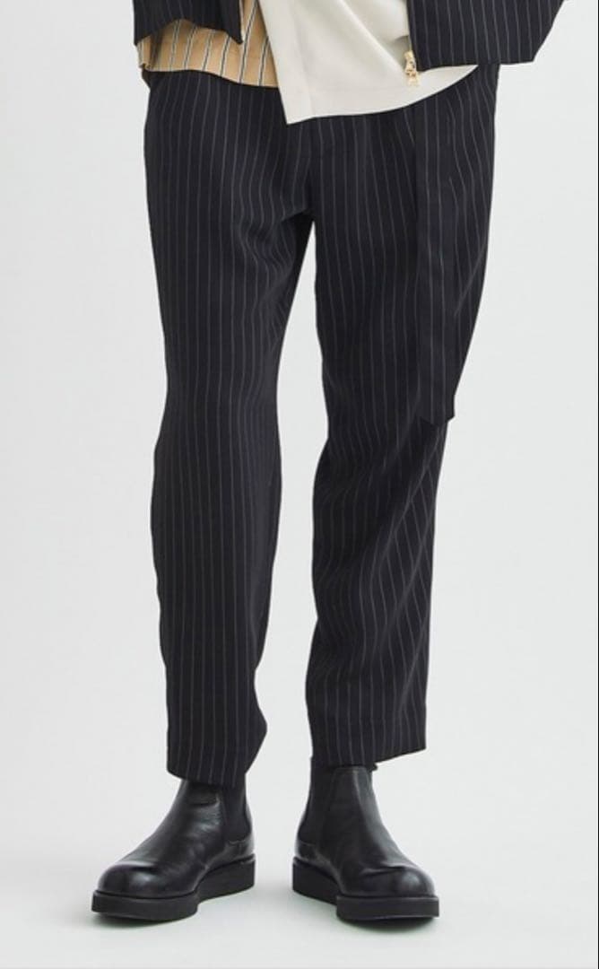 【美品】CULLNI ストライプ　ブラック スラックス サイズ1