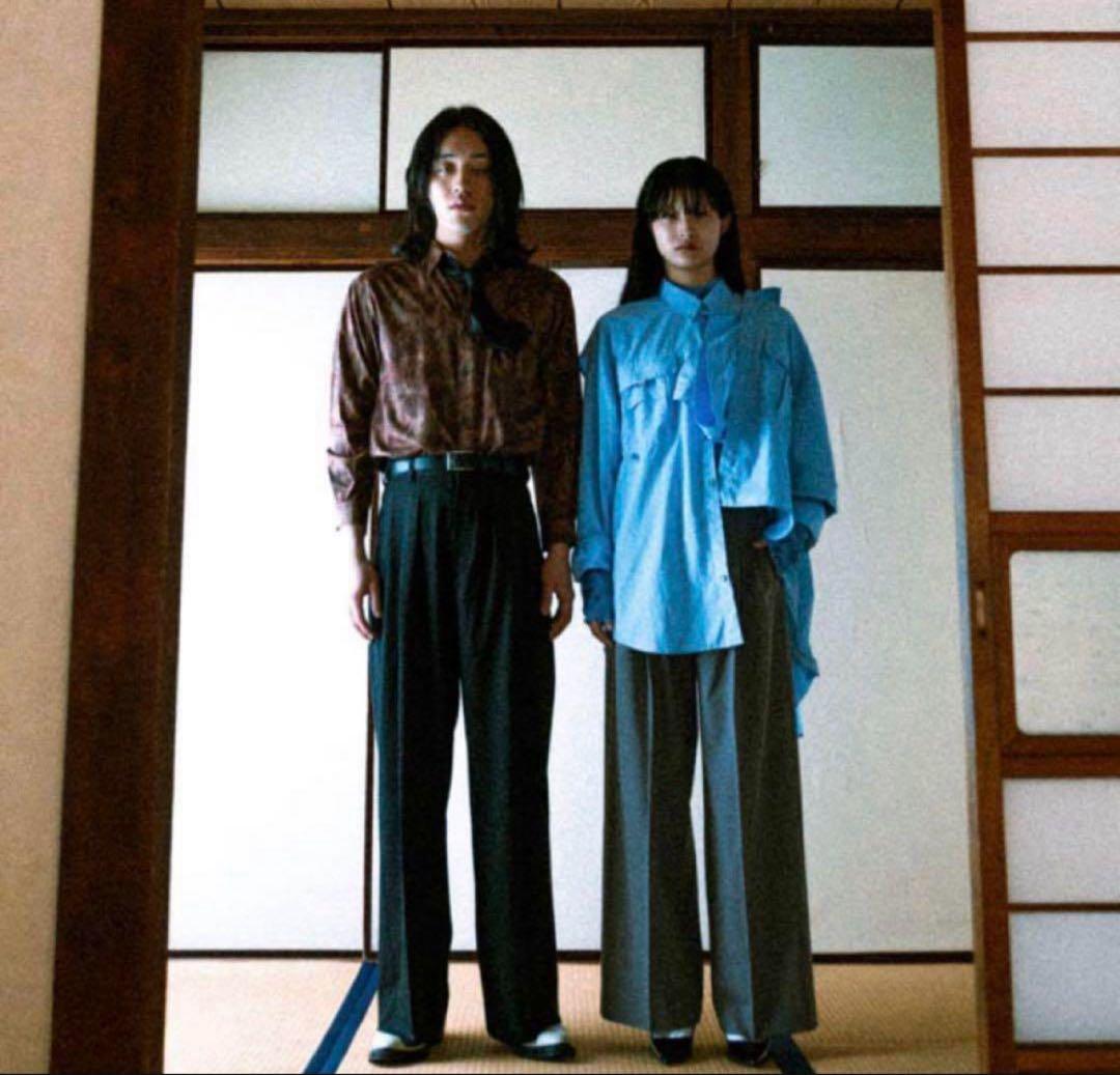 SHIKITARI MIX TUCK DESIGN WIDE SLACKS 黒M