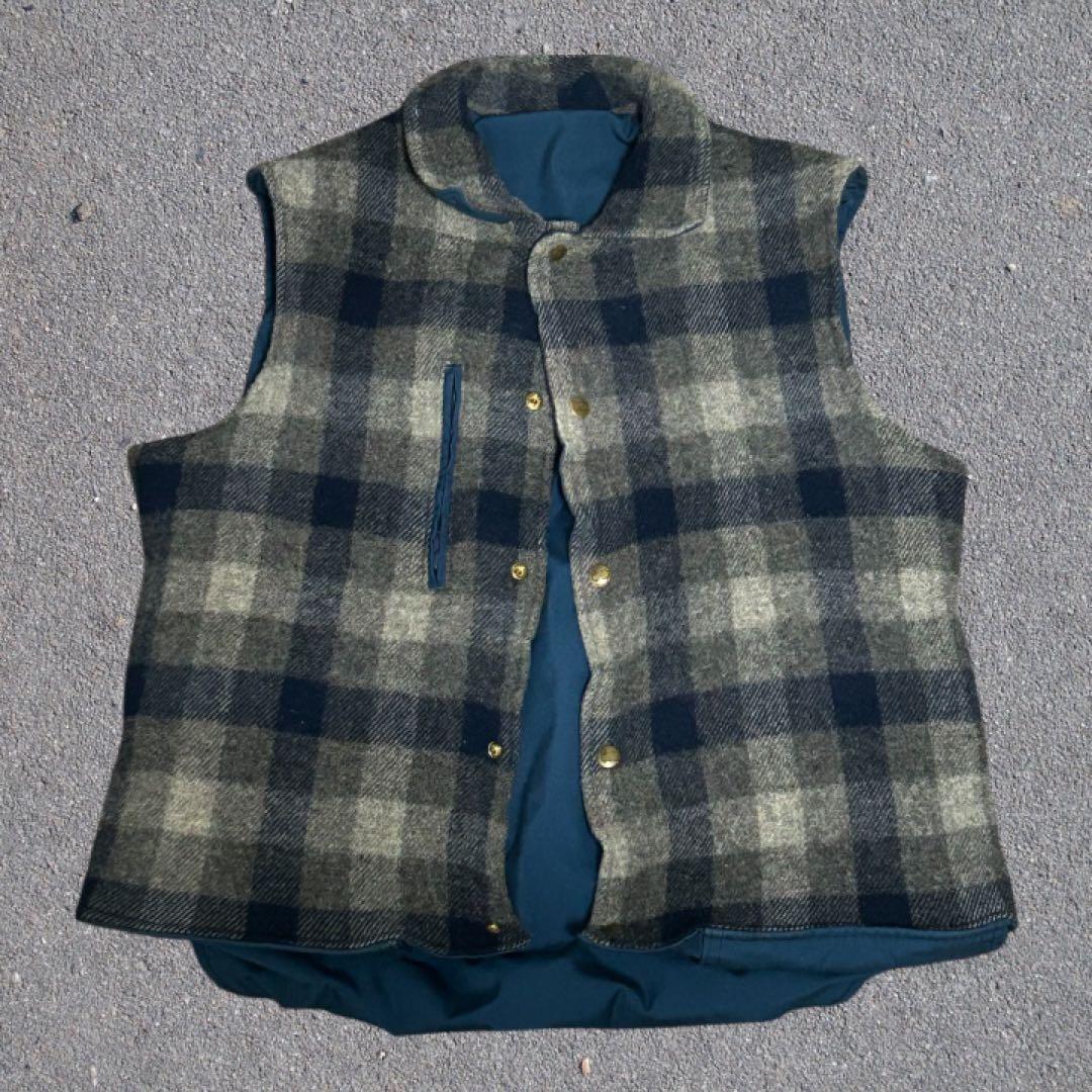 【好配色】70s USA製 Woolrich リバーシブル ベスト スナップ
