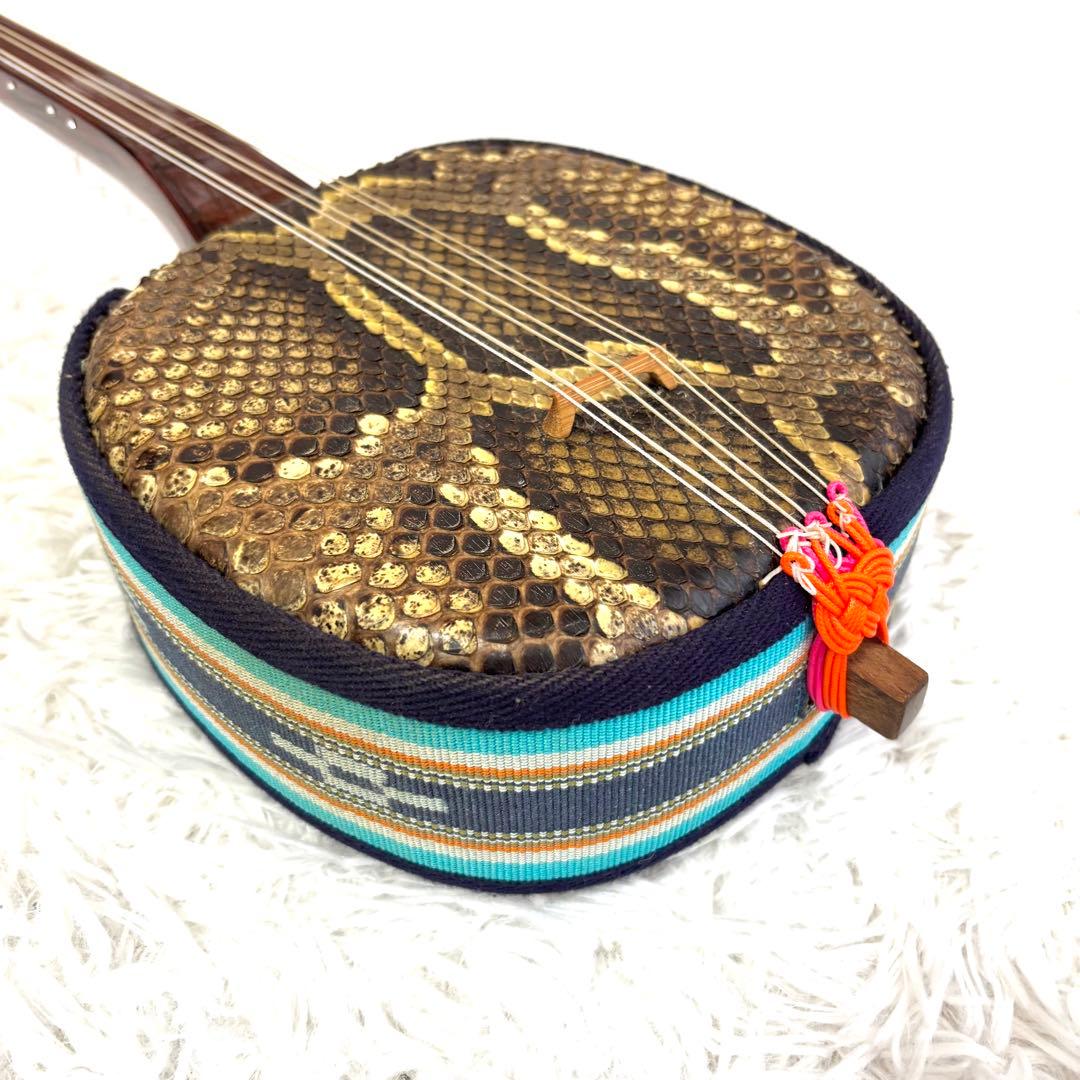 希少6弦✨美品✨沖縄 六線三線 本蛇皮 三味線 ハードケース 演奏可能