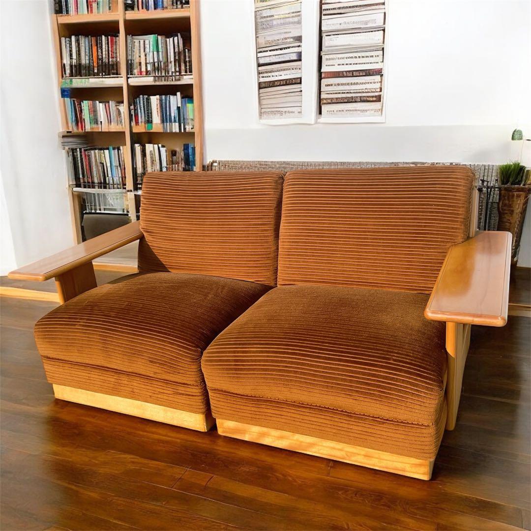 【美品送料込】稀少品 モリシゲ家具 2人掛け セパレートソファ 廃盤