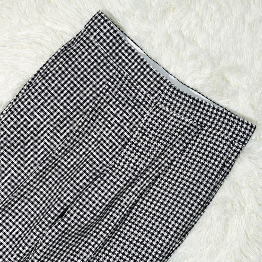 美品 Drawer ドゥロワー ウールシルク ギンガムチェック パンツ 38
