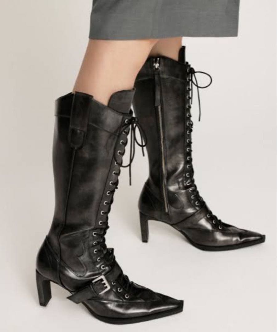 SLY ポインティド/レースアップ/ウエスタンブーツ