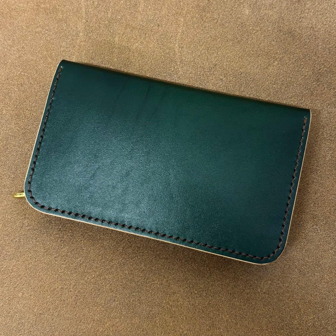 ホースハイド　トラッカーウォレット　ミドル　緑　3層　alps