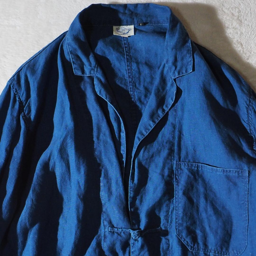 オアスロウ or Slow リネンジャケット 麻100%生地 インディゴ L相当