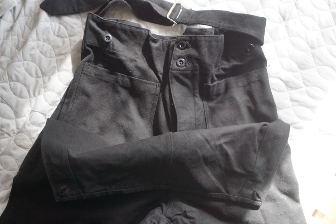 実物　40s フランス軍　M-38 モーターサイクルパンツ後期　黒染め