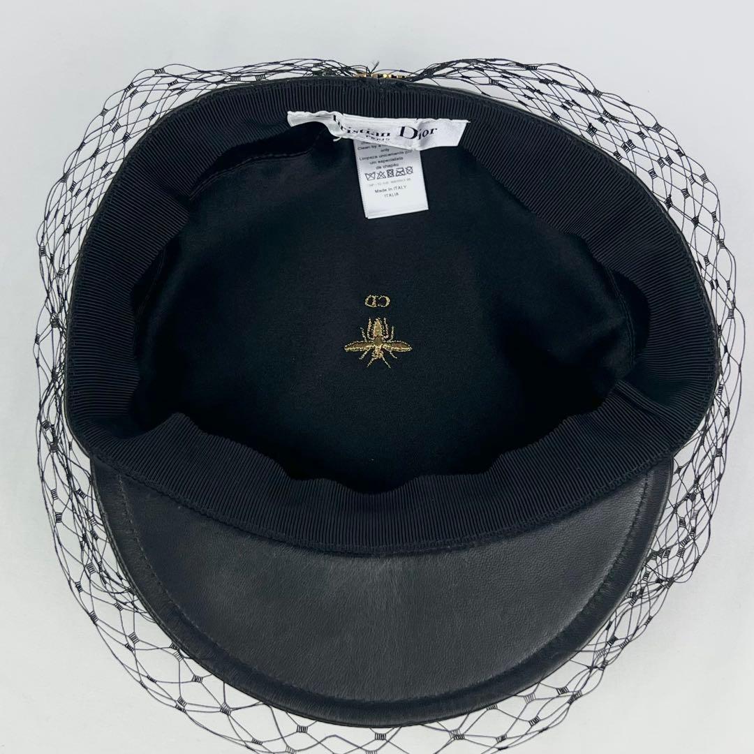 極美品 クリスチャンディオール アーティ キャスケット レザー ベール ブラック