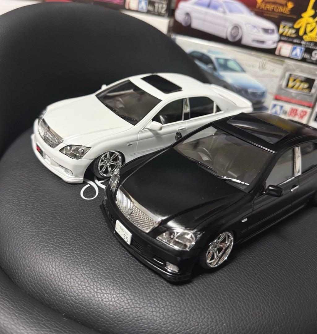 アオシマ GRS182 クラウン アスリート 2台セット 深リムホイール仕様