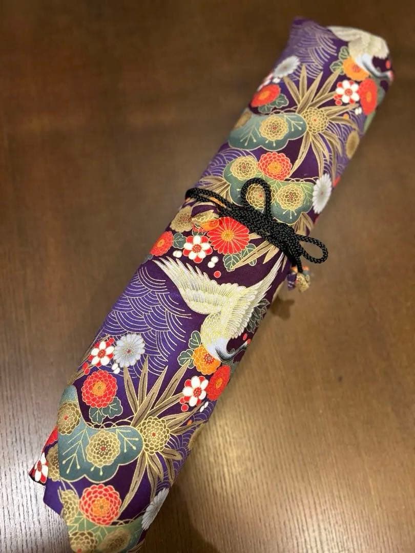 ✴︎ 専用品です　✴︎8本入れ巻き篠笛袋2点（紫鶴）（黒扇）