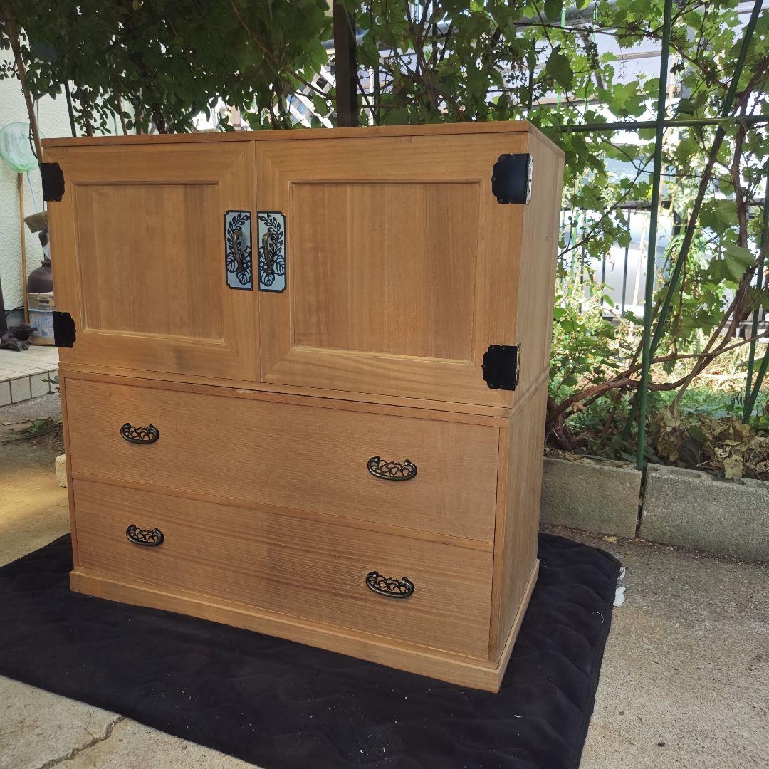 昭和レトロ☆高級 総桐箪笥 飾り金具 和箪笥 着物箪笥☆2分割 当時物