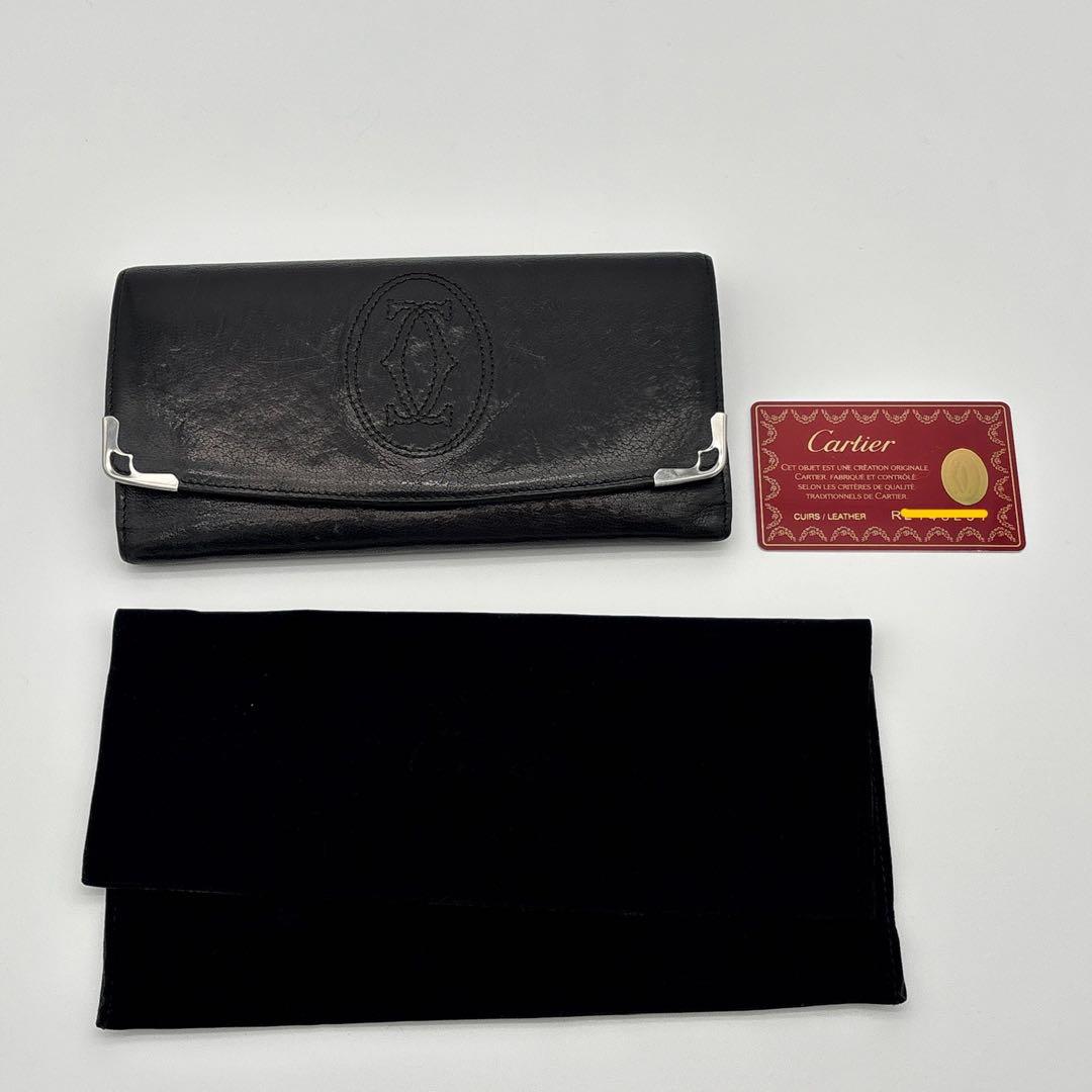 Cartier マルチェロ マストライン 長財布 ロゴ型押し シルバー金具