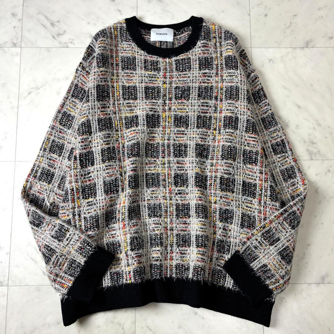 イロコイ Iroquois ニット M スラブ チェック マルチカラー セーター
