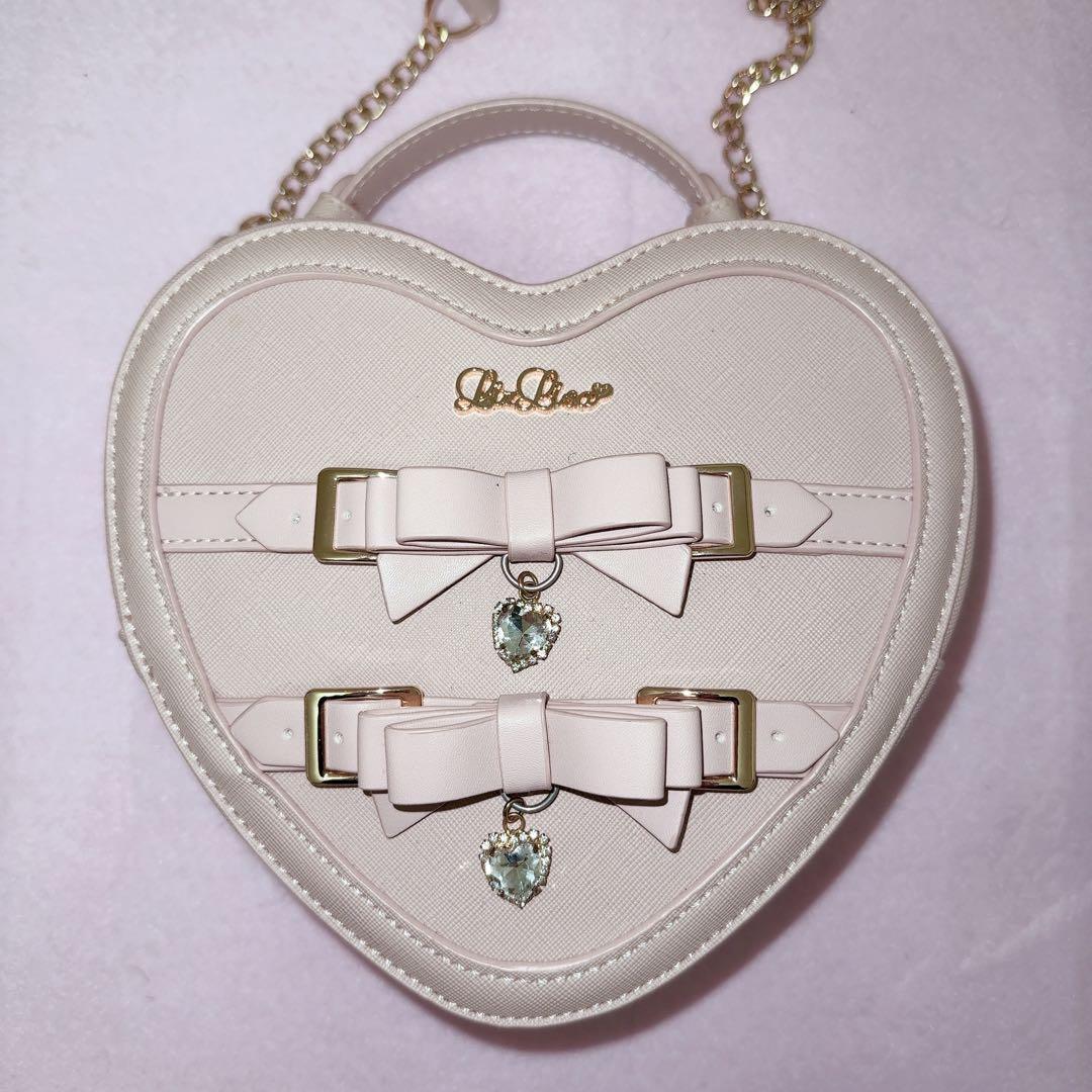 LIZLISA リボンビジューハートバック ピンク