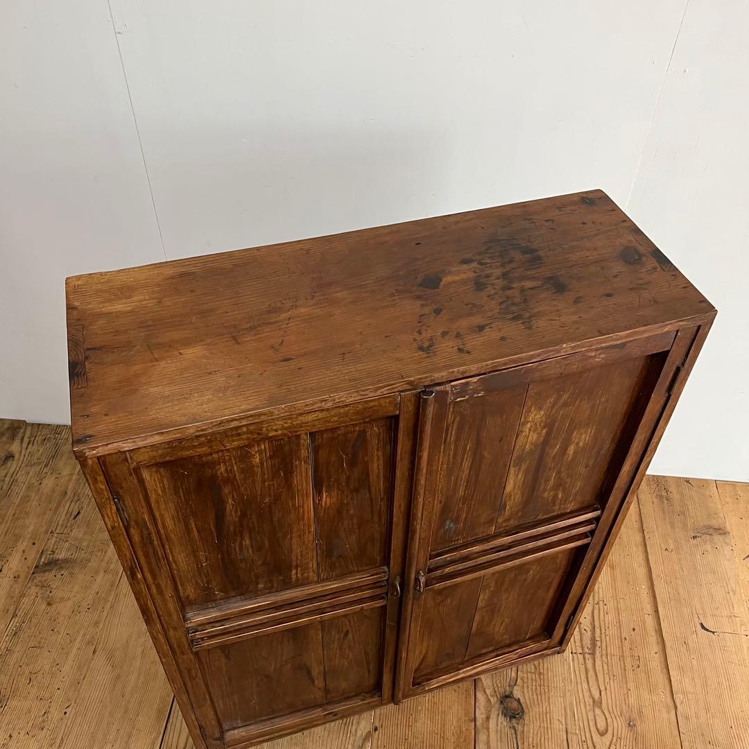 アンティーク 木製 チェスト 棚 食器棚 本棚 無垢材 カウンター