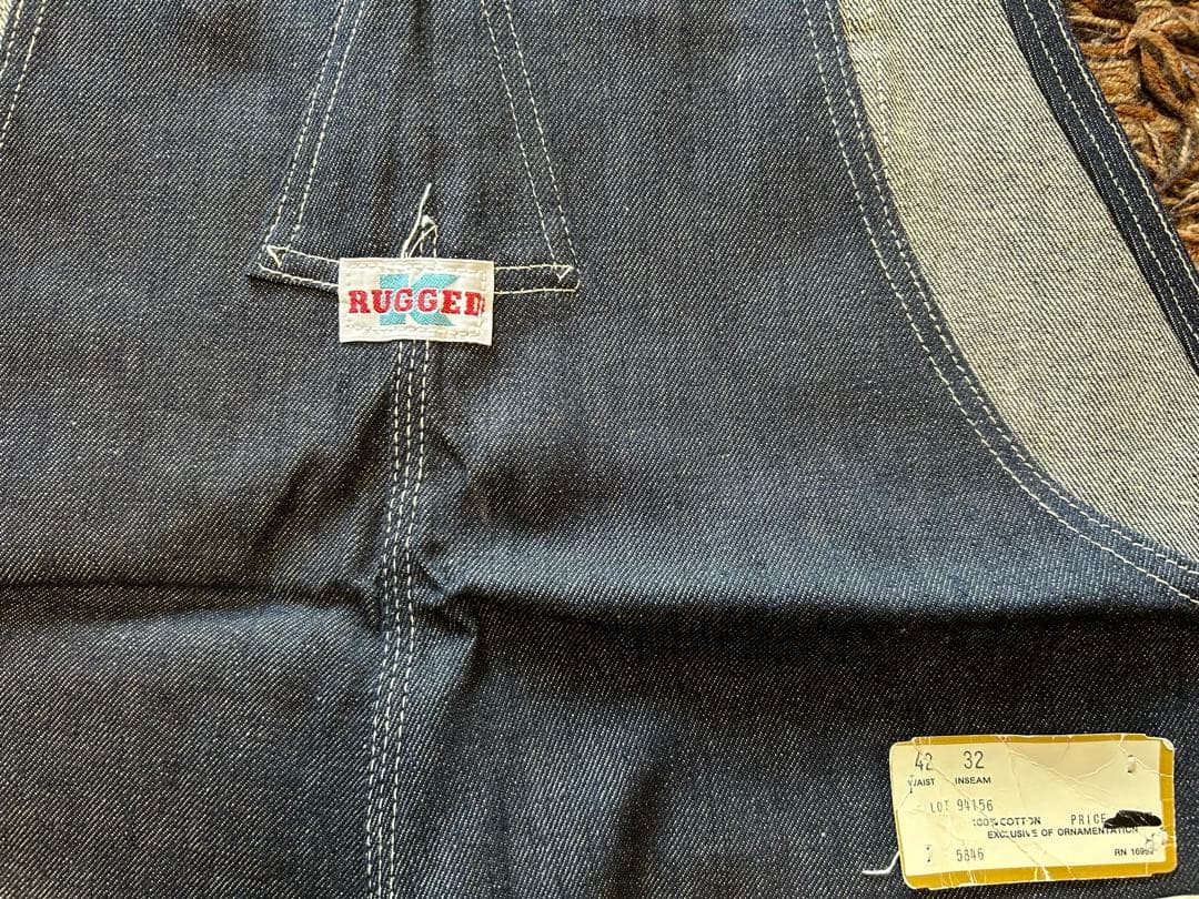 オーバーオール60s-70sデッドストック RUGGED K 42×32