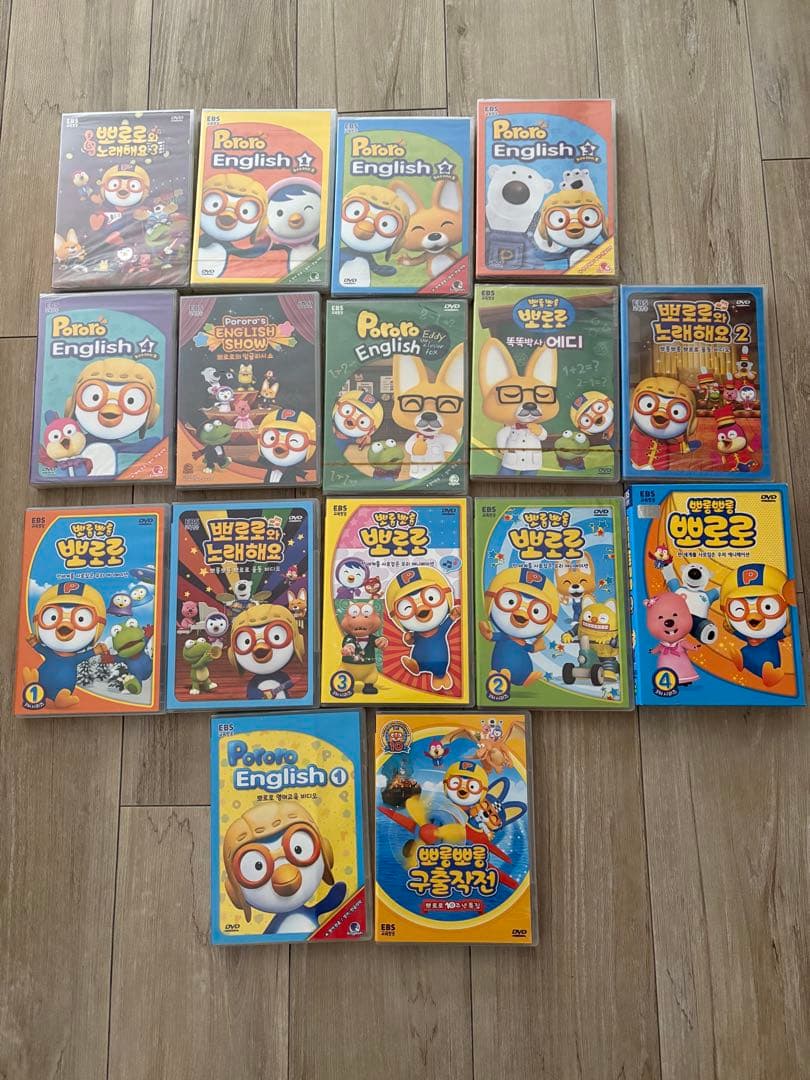 韓国にて購入ポロロの英語学習DVD・ノーマルDVD・キャラクターカードセット