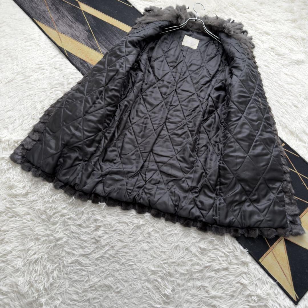 総丈95/激レアデザイン◎ グレー ミンク ロング ファーコート 毛皮 エンバ