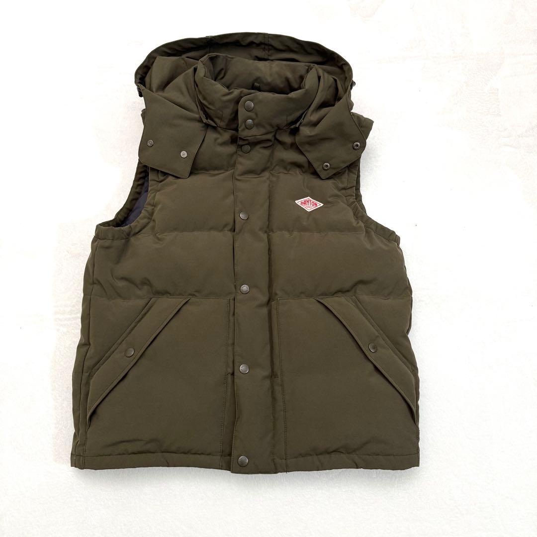DANTON ダントン ダウンベスト 42 カーキ フード付き