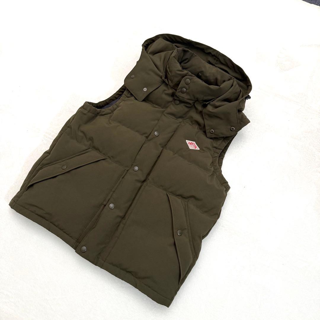 DANTON ダントン ダウンベスト 42 カーキ フード付き