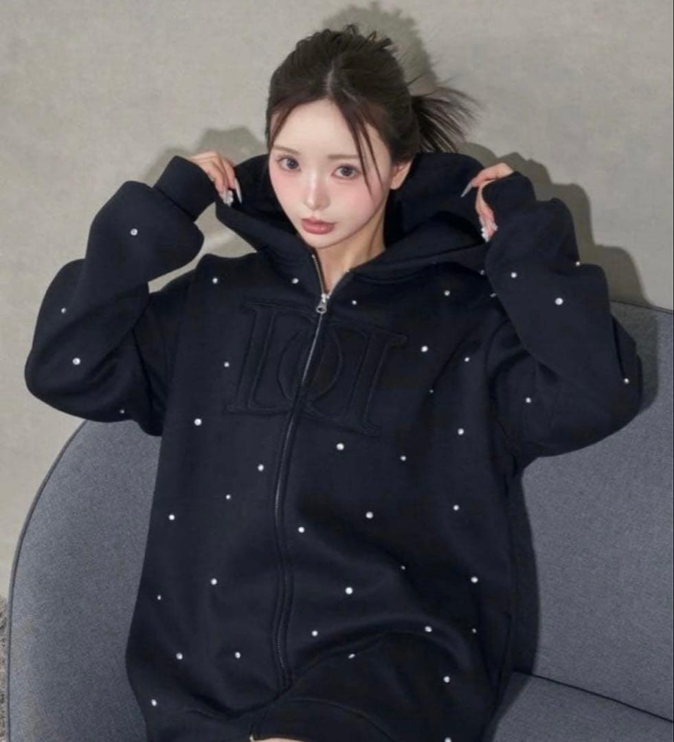 ダーリッチDarich DDロゴビジュージップパーカー　ブラック