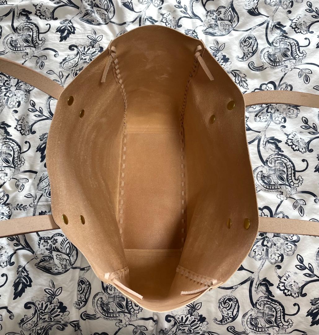 夏 即購入大歓迎さん専用 ヌメ革 レース縫い肩掛けトートバック（特大）