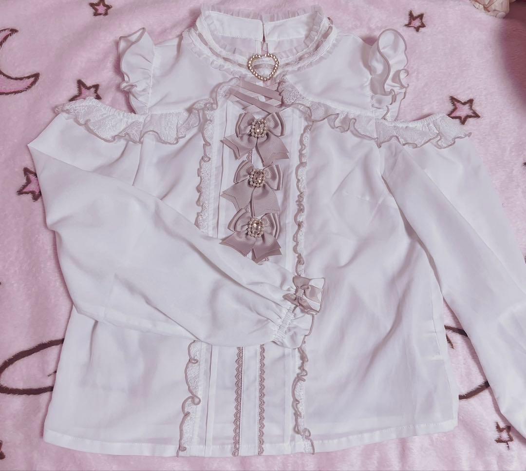 ♡LIZLISA♡ 3つリボンハートチョーカーブラウス　ピンク　美品　正規品