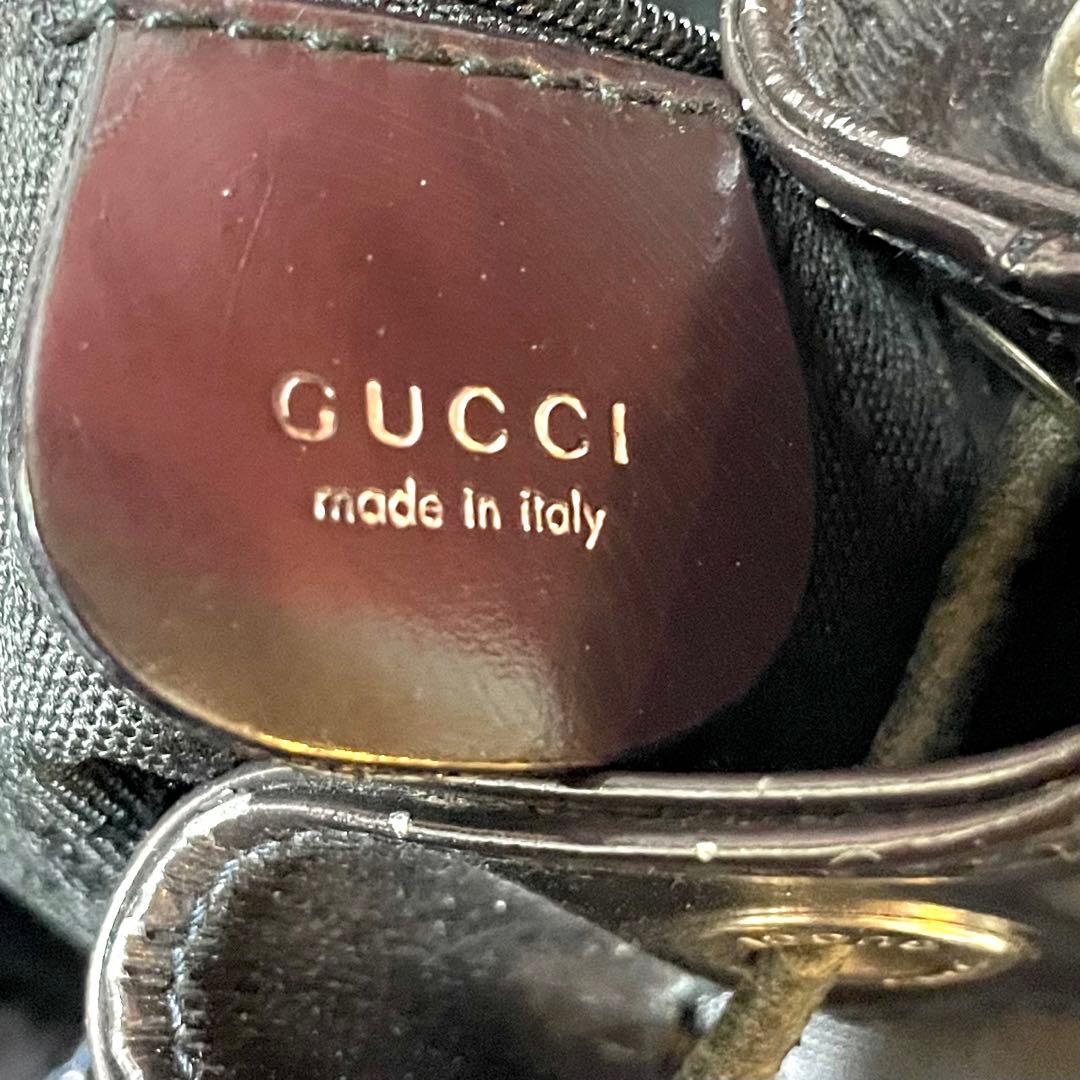 GUCCI バンブー ボディバッグ ワンショルダー 巾着 エナメル ナイロン